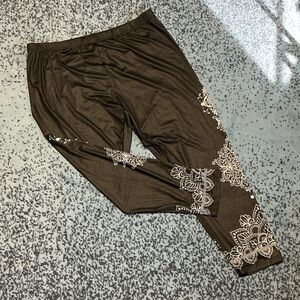 Brown Patterned Women's Pants